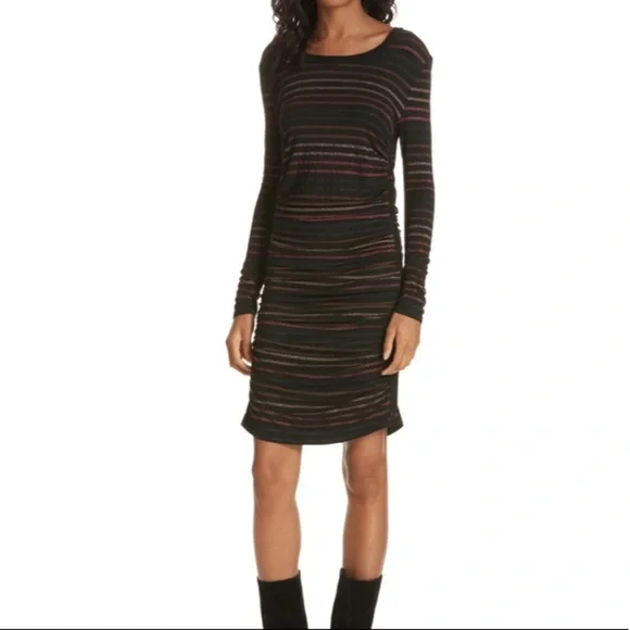 Veronica BeardDaphne Striped Metallic Long-Sleeve Dress